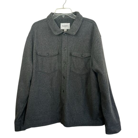 Men's Long Sleeve Shirt Jacket - Goodfellow & Co Charcoal Gray XL - Picture 3 of 8